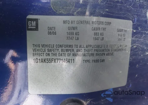 2007 Chevrolet Cobalt Ls from USA, damaged, VIN 1G1AK55FX77146411